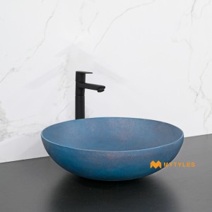 undefined-Quartz Turquoise Copper Wash Basin Code36127 (400x400x100mm, Matt)