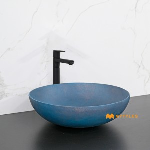 undefined-Quartz Turquoise Copper Wash Basin Code36127 (400x400x100mm, Matt)