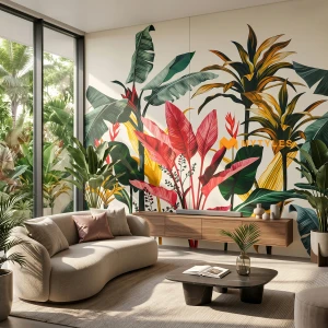 undefined-Exotic Botanical Garden Vitrified Poster Tile Code40741A-B 2400x2400mm 2Pc Pack