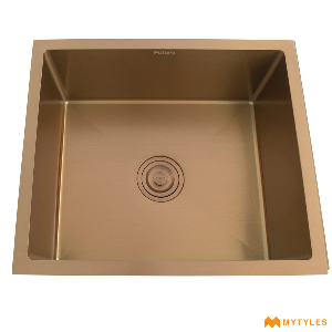 undefined-Futura Kitchen Sink - Hand Carved Color Series FS 1816 HM (18x16 Inch, Single Bowl)-Rose Gold
