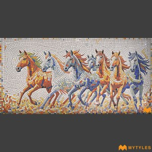 undefined-Vitrified Freedom Horse Poster Wall Tile Code35417 (1200x2400mm, Sugar)