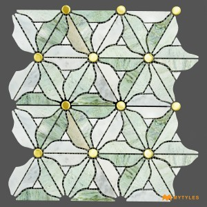undefined-Imported Green Mosaic Wall Tile Code32781 (270x310mm, Matt)