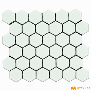 undefined-Ceramic White Hexagon Mosaics Wall Tile Code9652 (349.3x293.8m, Matt)