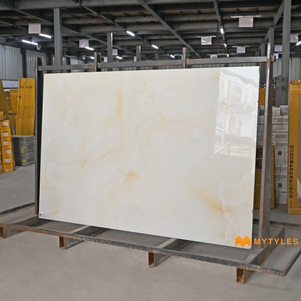 Glazed Vitrified-Vitrified Cream Slab Floor and Wall Tile Code22729 (1200x1800mm, Glossy)
