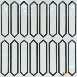 undefined-Ceramic White and Black Geometric Wall Tile Code31693 (300x600mm, Glossy)