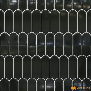 undefined-Ceramic Black Geometric Wall Tile Code35953 (300x600mm, Glossy)