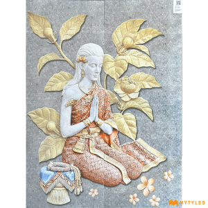 undefined-Poster Wall Tile Welcome Lady design Code5729 (3x4Feet, Matt, 8Pcs)- KC-802