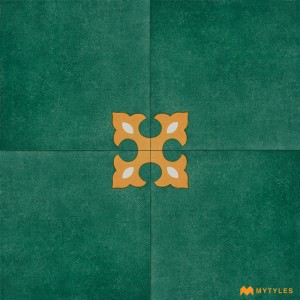 undefined-Ceramic Green Athangudi Floor and Wall Tile Code36288 (300x300mm, Matt)