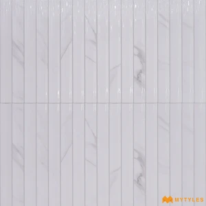 undefined-Valentino Carrara White Glossy Ceramic Fluted Wall Tile Code40493 300x600mm