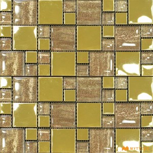 undefined-Gold Mosaic Metal Wall Tile Code31557 (300x300mm, Metallic)