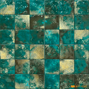 undefined-Ceramic Blue Mosaic Wall Tile Code27315 (300x300mm, Glossy)