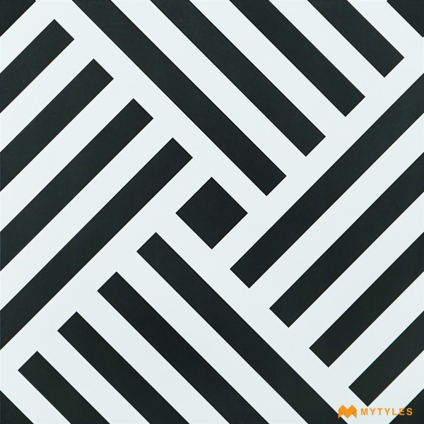 Moroccan Tiles-White & Black Moroccan Floor and Wall Tile Code27897 (600x600mm, Matt)