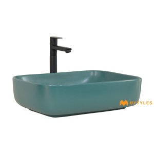 undefined-Ceramic Green Table Top Wash Basin Code36214 (500x365x145mm, Matt)