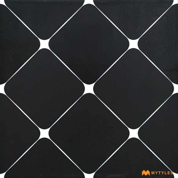 Moroccan Tiles-Ceramic Black Moroccan Floor and Wall Tile Code31325 (300x300mm, Matt)