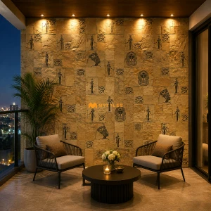 undefined-Natural Stone Mural Egypt design  MYTMU011 (Rustic, Slatestone)
