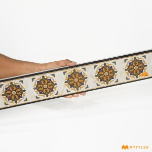 undefined-Vitrified Cream Border Tile Code33828 (100x1200mm, Glossy)