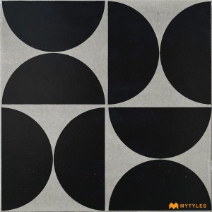 undefined-Vitrified Black Moroccan Floor and Wall Tile Code31824 (300x300mm, Matt)