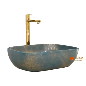 undefined-Turquoise Gold Table Top Wash Basin Code16850 (330x460x125mm, Matt)