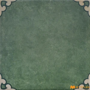 undefined-Sage Green Ivory Scrollwork Matt Vitrified Moroccan Tile Code40681 300x300mm