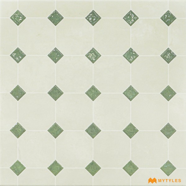 Moroccan Tiles-Vitrified Mint Green Moroccan Floor and Wall Tile Code30004 (200x200mm, Matt)