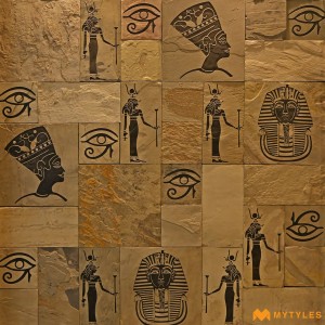 undefined-Natural Stone Mural Egypt design Code22659/26582 (1x1 Ft, Slatestone)-MYTMU011