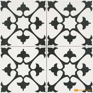 undefined-White and Black Moroccan Floor and Wall Tile Code29971 (200x200mm, Matt)