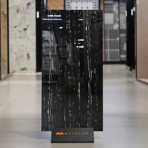 undefined-Vitrified Black Floor and Wall Tile Code37482 (600x1200mm, High-Glossy)