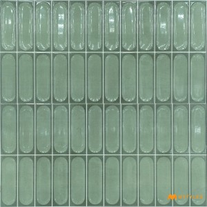 undefined-Ceramic Green Geometric Wall Tile Code31697 (300x600mm, Glossy)
