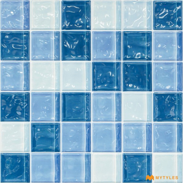 Mosaic Tiles-Ceramic Blue Mosaic Wall Tile Code31434 (300x300mm, Glossy)