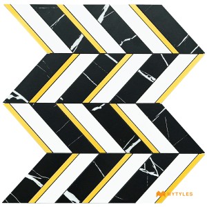 undefined-White and Black Metal Mosaic Wall Tile Code31572 (248x308mm, Metallic)