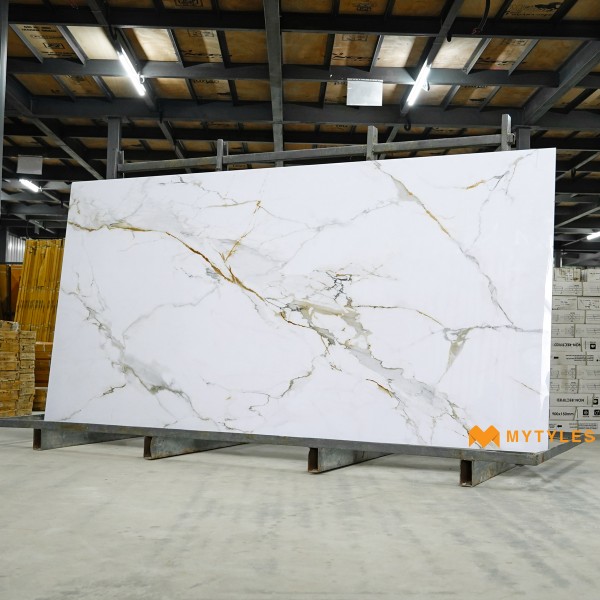 Glazed Vitrified-Vitrified White Slab Floor and Wall Tile Code29065 (1200x2400mm, Glossy)