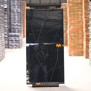 undefined-Vitrified Black Floor and Wall Tile Code37483 (600x1200mm, Glossy)