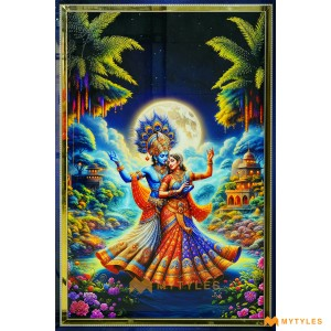 undefined-Vitrified Radha Krishna Poster Wall Tile Code32586 (4x6 Feet, Glossy)