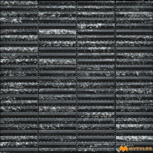 undefined-Imported Black Kitkat Mosaic Wall Tile Code30498 (297x303mm, Matt)
