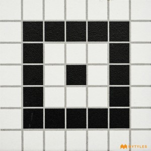 undefined-White and Black Carpet Design Floor and Wall Tile Code30765 (150x150mm, Matt)