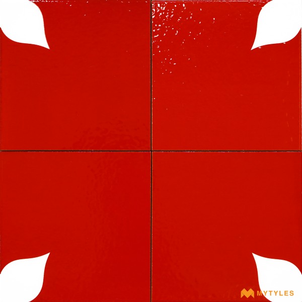 Blue Pottery tiles-Decorative Red Tile Code30359 (150x150mm, Glossy, 4Pc in Box)