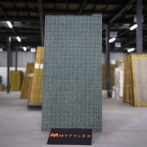 undefined-Vitrified Green Mosaic Floor and Wall Tile Code35596 (600x1200mm, Carving Matt)