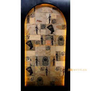 undefined-Natural Stone Mural Egypt design Code22659/26582 (1x1 Ft, Slatestone)-MYTMU011