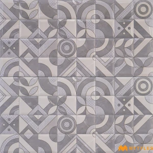 undefined-Abstract Motif Grey Glossy Ceramic Textured Tile Code40015HL1 300x600mm 8Pc