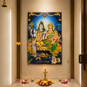 undefined-Poster Wall Tile Lord Shiva Family Design Code24474 (2x3 Feet, Glossy, 1Pc)-L-05