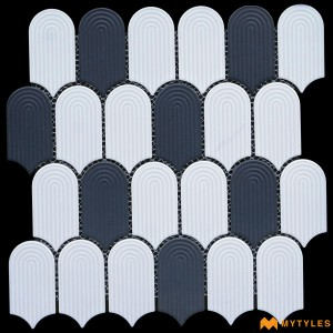 undefined-Imported White and Blue Mosaic Floor and Wall Tile Code30495 (288x297mm, Matt)