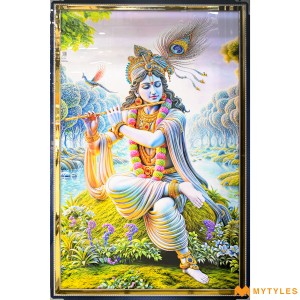 undefined-Shree Krishna Playing Flute Poster Wall Tile Code33415 (600x900mm, Glossy)