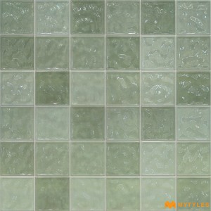 undefined-Ceramic Green Geometric Wall Tile Code33941 (300x600mm, Glossy)