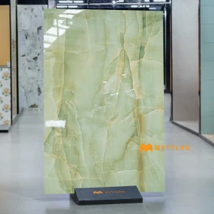 undefined-Royal Pistachio Green Onyx Glossy Vitrified Tile Code40232 1200x1800mm 2Pc