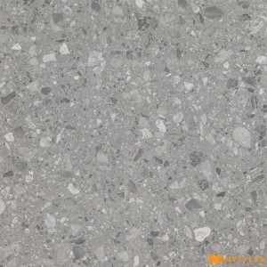 undefined-Vitrified Gray Terrazzo Floor and Wall Tile Code33148 (600x600mm, Carving Matt)