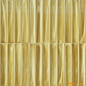 undefined-Ceramic Gold Fluted Wall Tile Code31399 (300x300mm, Glossy)