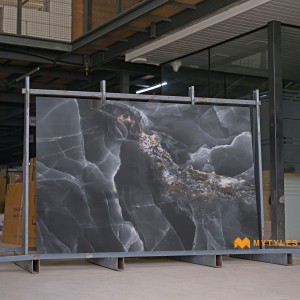 undefined-Vitrified Black Slab Floor and Wall Tile Code35073 (1200x1800mm, Matt)