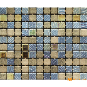 undefined-Imported Glass Mosaic Wall Tile Code26186 (312x495mm, Metallic)