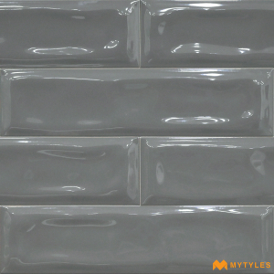 undefined-Ceramic Grey Subway Wall Tile Code12082 (75x300mm, Glossy)