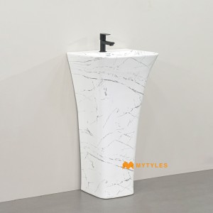 undefined-Ceramic White Pedestal Wash Basin Code36208 (375x400x820mm, Glossy)